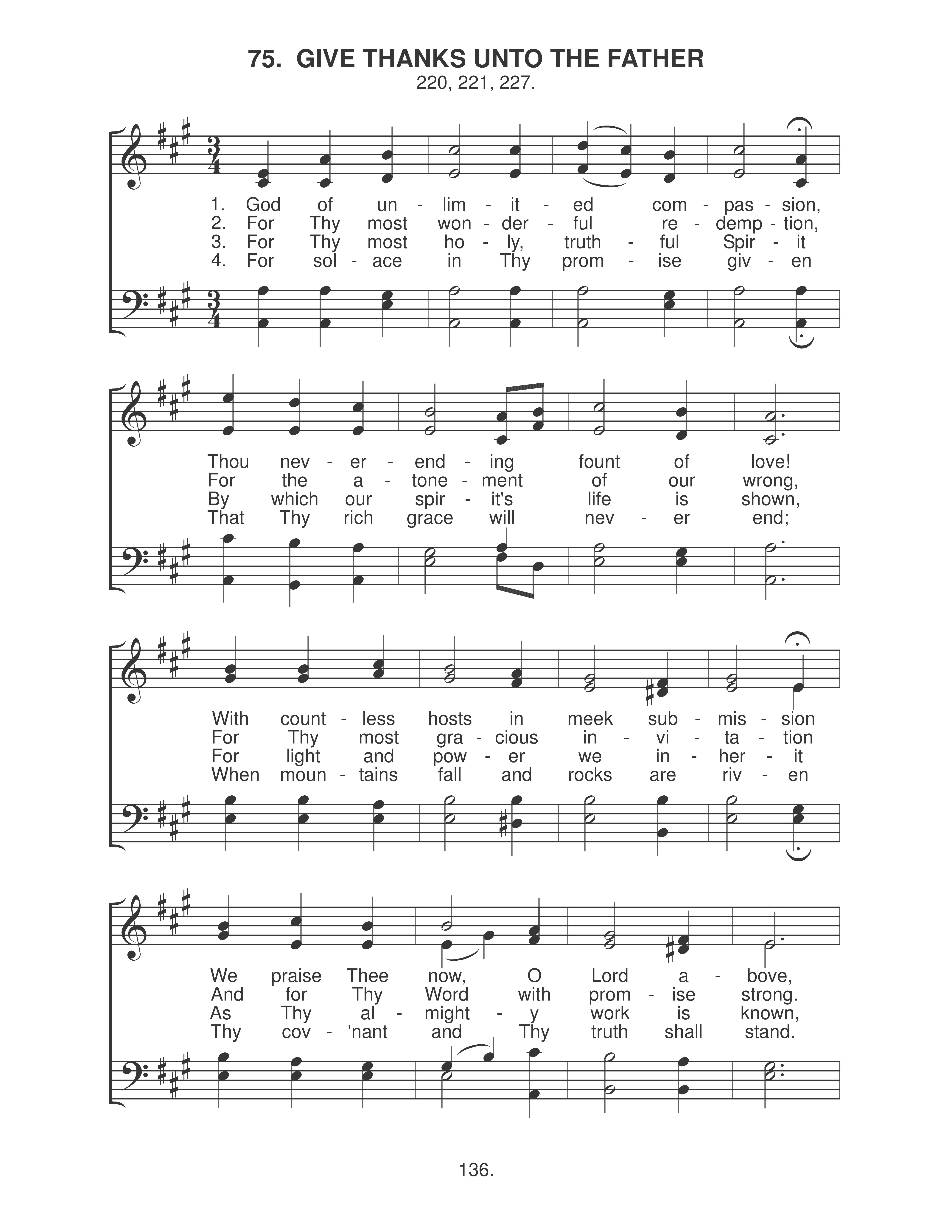 Give Thanks Unto The Father (#75) page 1