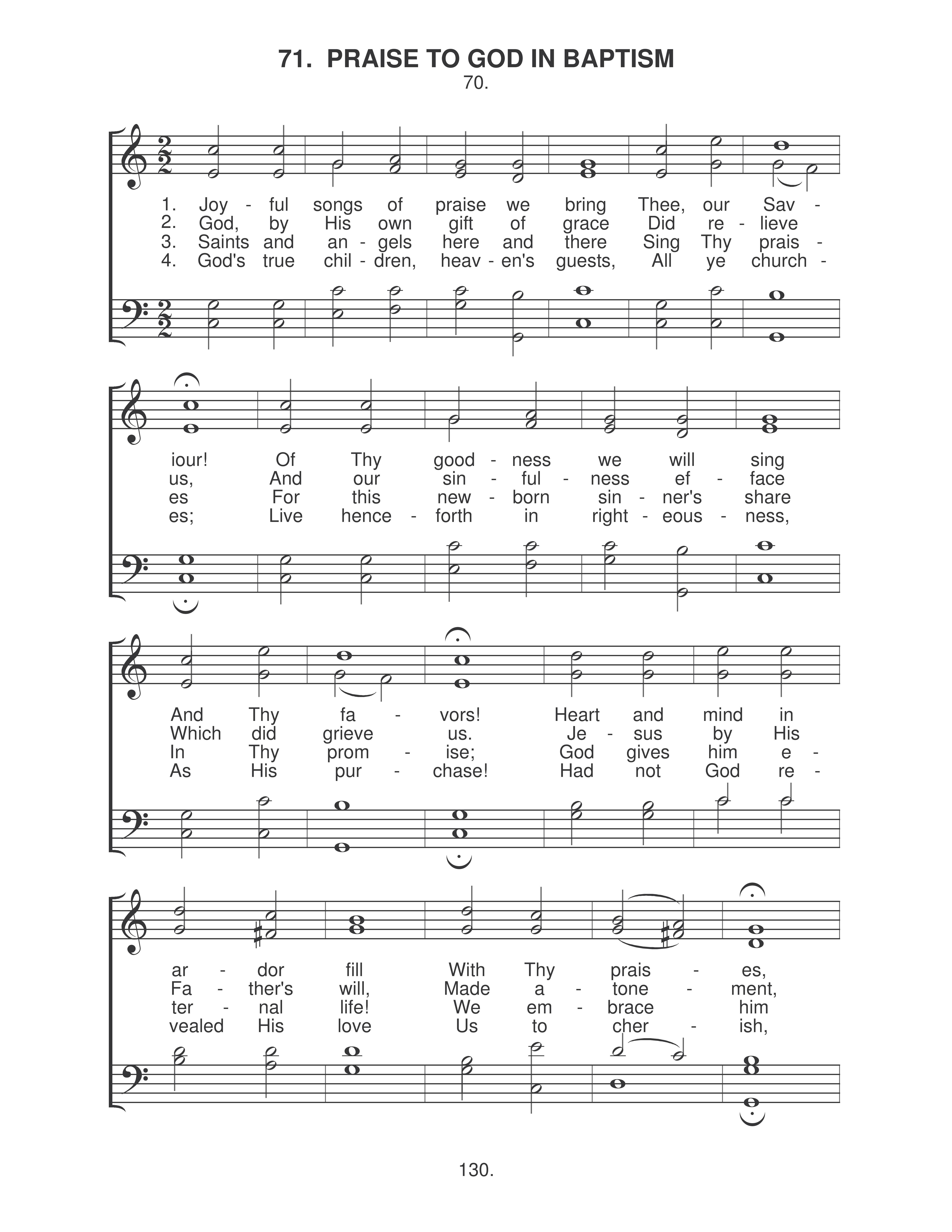 Praise To God In Baptism (#71) page 1