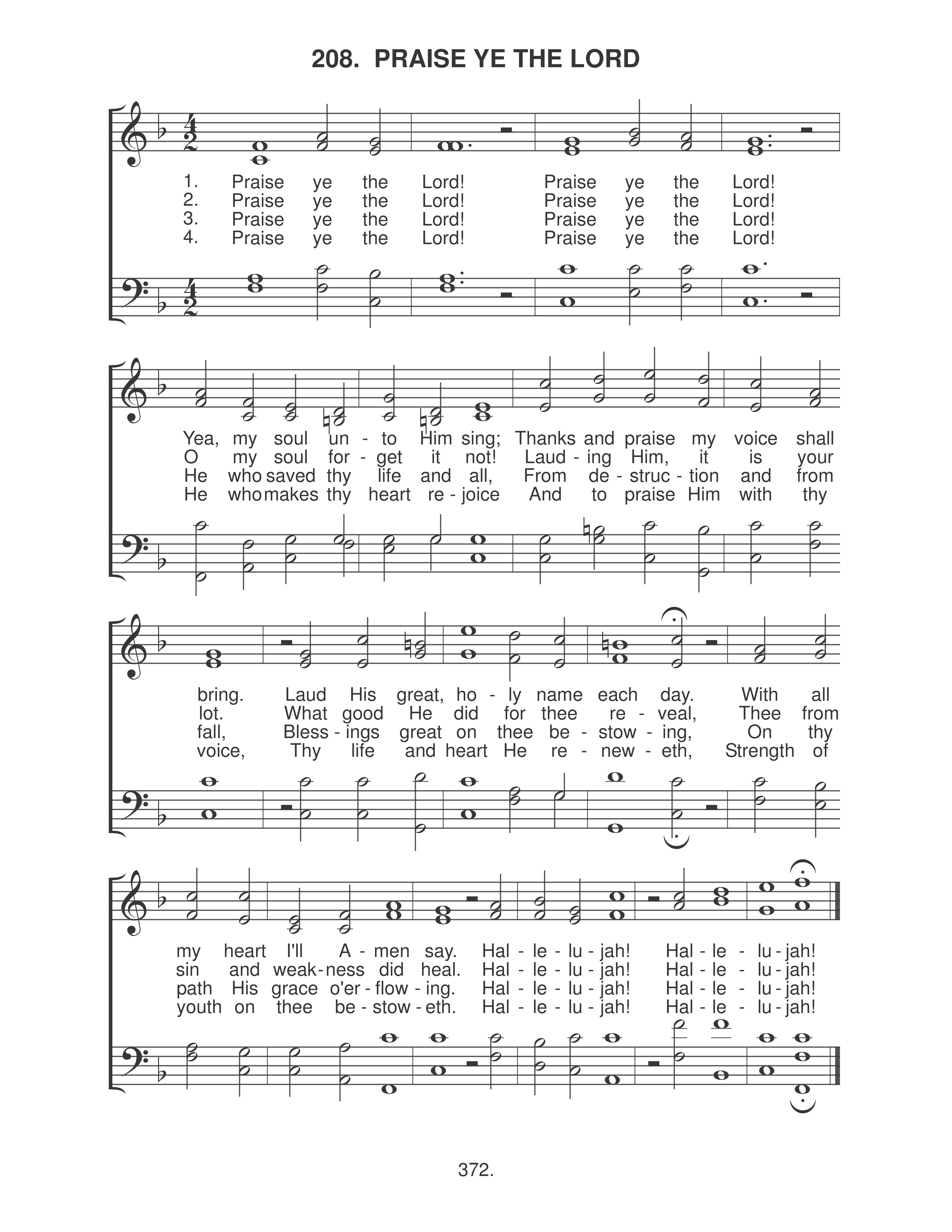 Praise Ye The Lord (#208) page 1